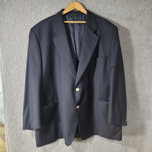 Jack Victor Other - Jack Victor Blazer Mens 54R Black Wool Nautical Sport Coat Casual Formal Jacket